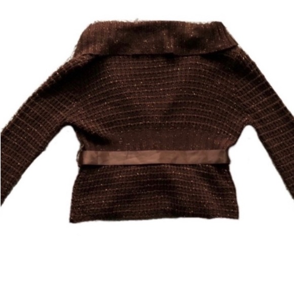Vintage Say What Brown Belted Sweater Size Large - Picture 2 of 5